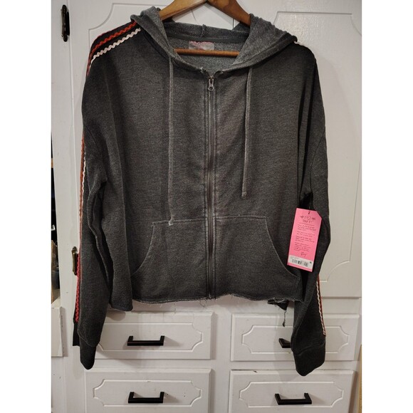 Betsy Johnson Jacket Womens XL Gray Hooded Full Zip Performance Embroidered - Picture 1 of 8